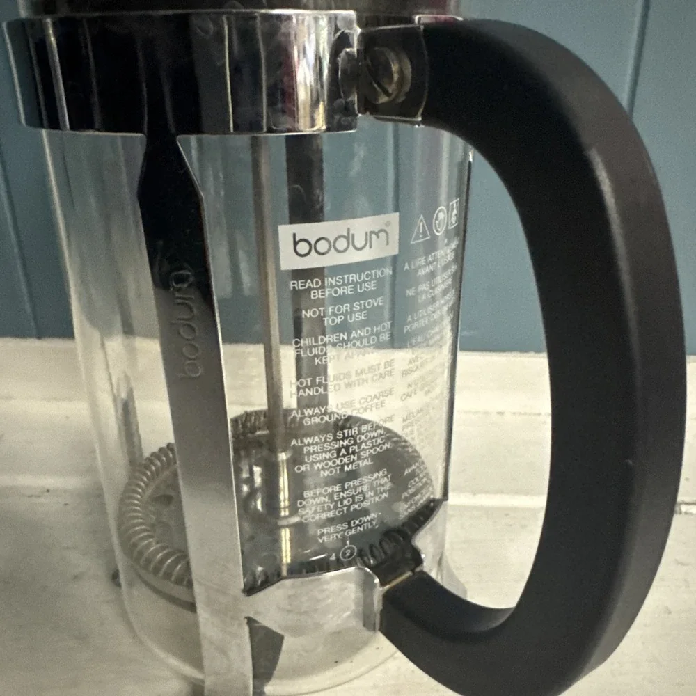 Bodum French Press Coffee Maker #157 Steel / Black 4 Cup 32 oz Made in Portugal‎